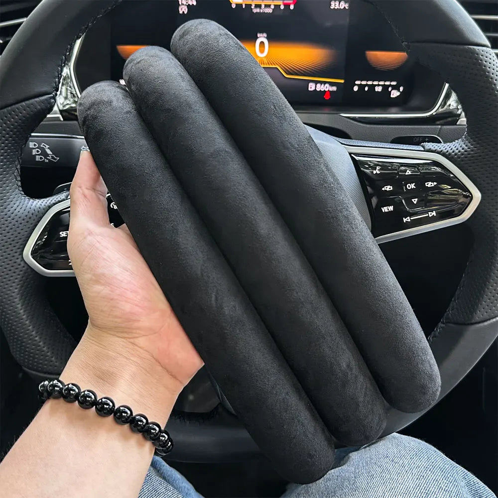 1Pair Laser Carbon Fiber Silicone Car Steering Wheel Cover