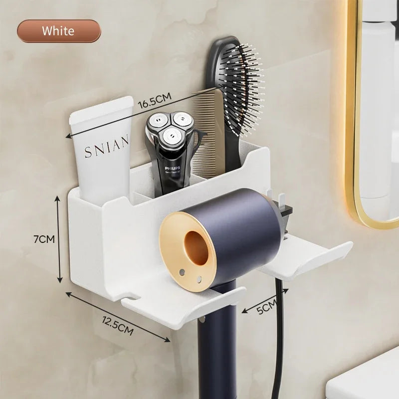 Bathroom wall rack hair dryer holder