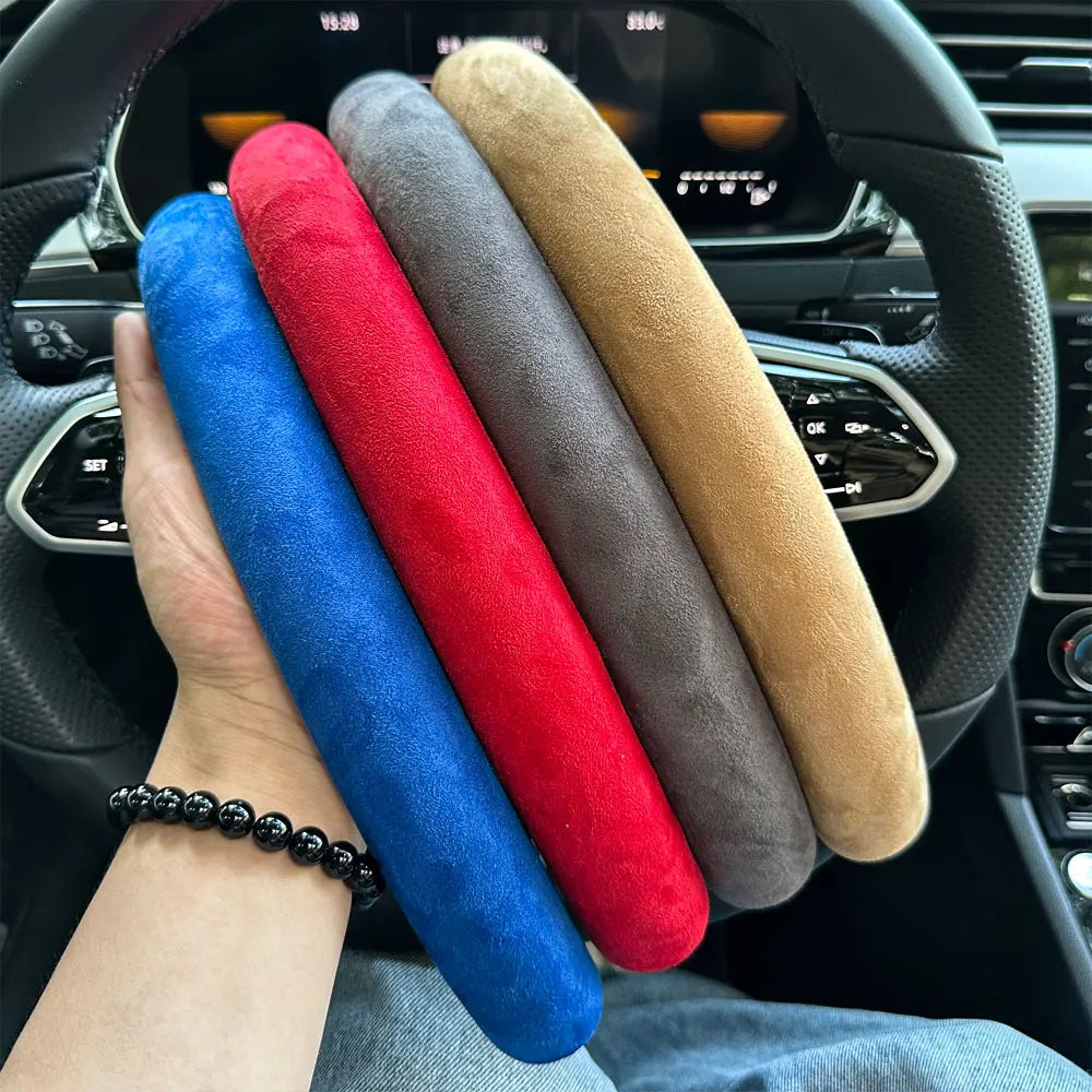 1Pair Laser Carbon Fiber Silicone Car Steering Wheel Cover