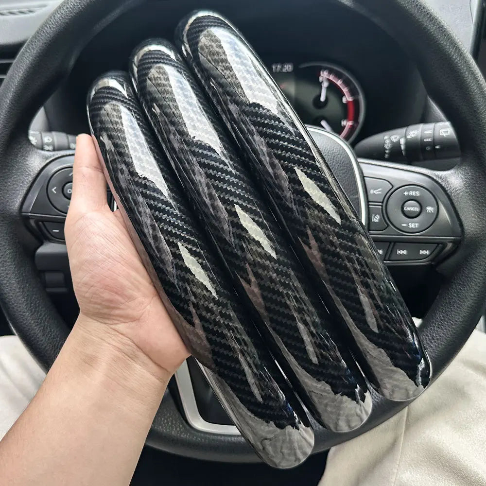 1Pair Laser Carbon Fiber Silicone Car Steering Wheel Cover