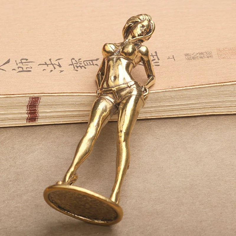 Vintage Brass Bikini Girl Sculpture