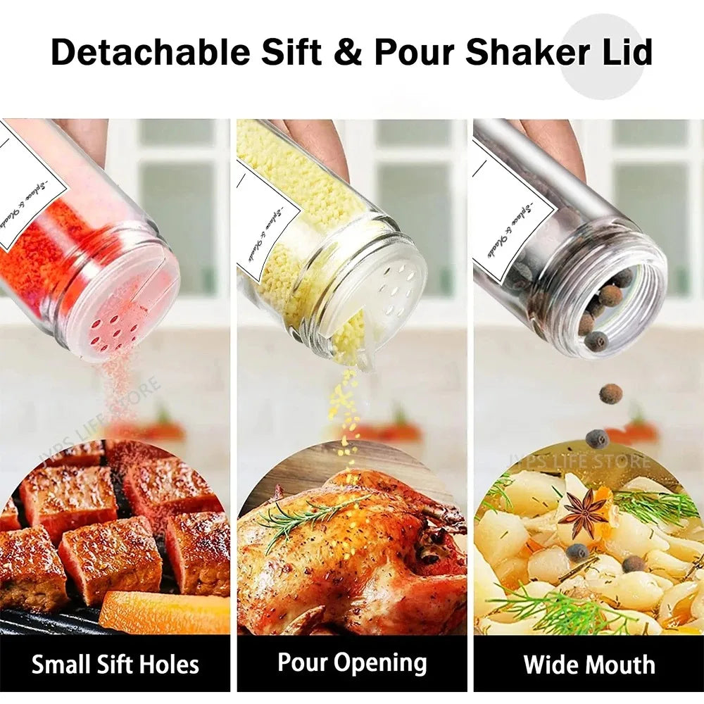 12 pcs Glass Spice Jars with Bamboo