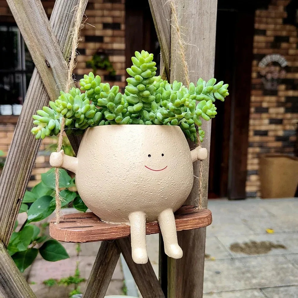 Resin Cartoon Swing Wall Hanging Flowerpot