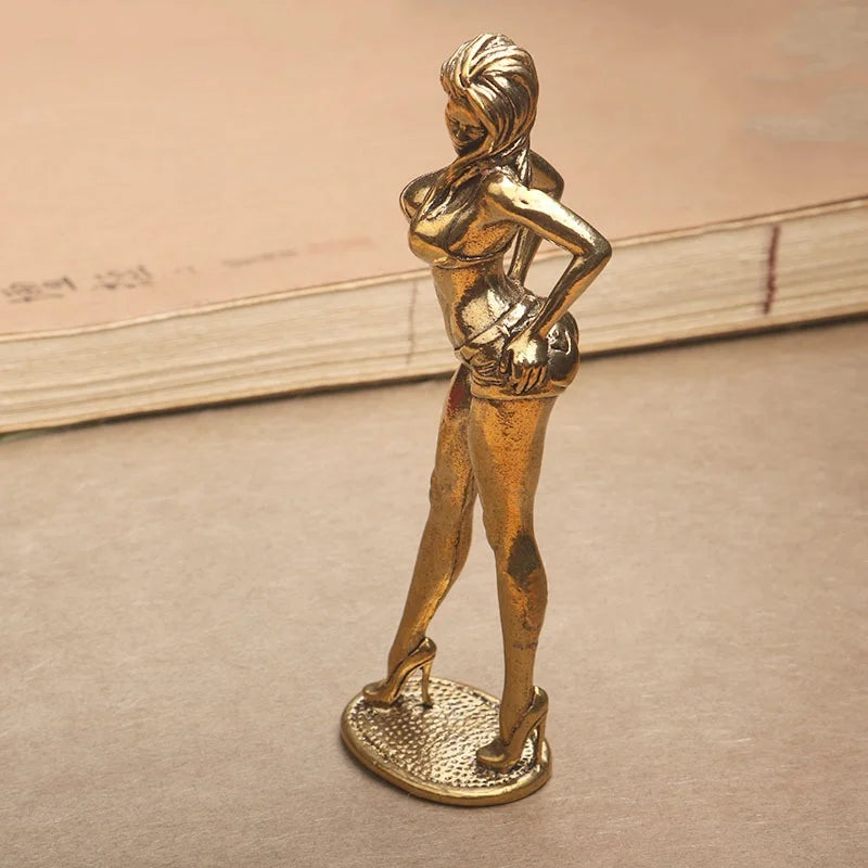 Vintage Brass Bikini Girl Sculpture