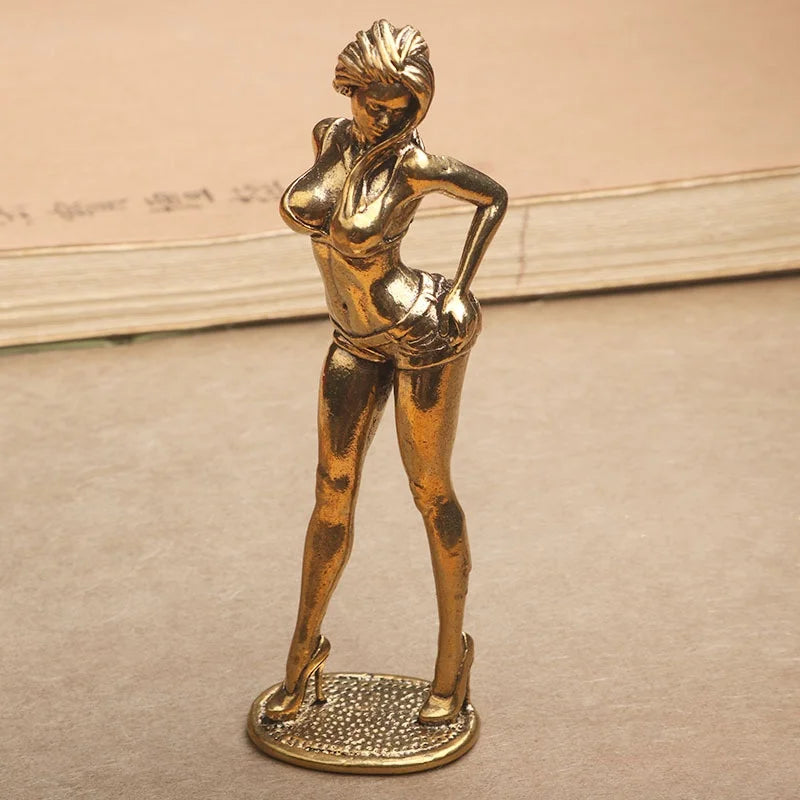 Vintage Brass Bikini Girl Sculpture