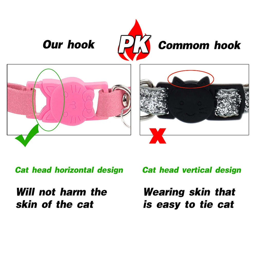 Leather Cat Collar Bling Rhinestone Cats Collars