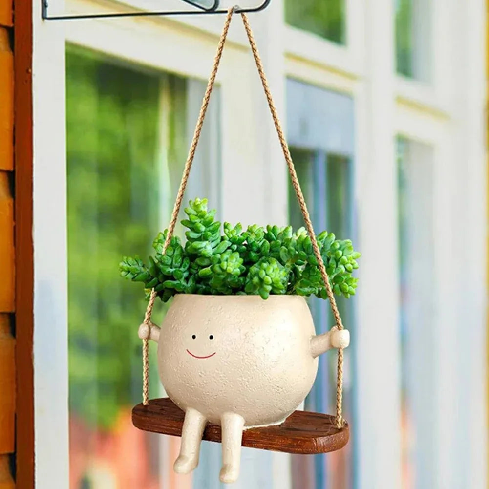 Resin Cartoon Swing Wall Hanging Flowerpot