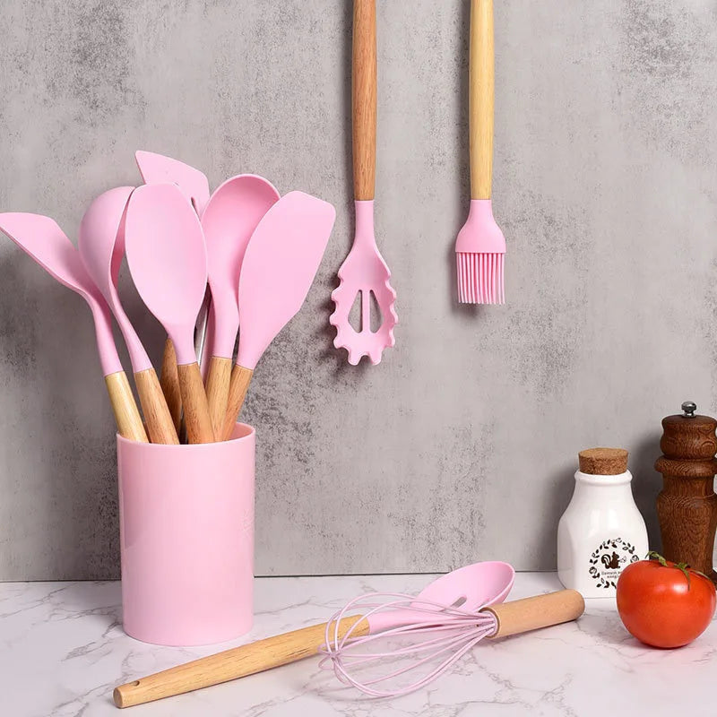 12pcs Heat - Resistant Silicone Kitchen Utensil Set Non - Stick Tools