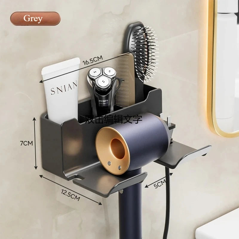 Bathroom wall rack hair dryer holder