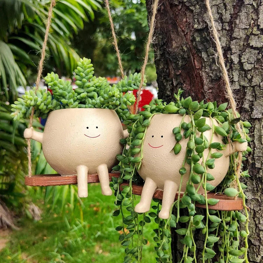 Resin Cartoon Swing Wall Hanging Flowerpot
