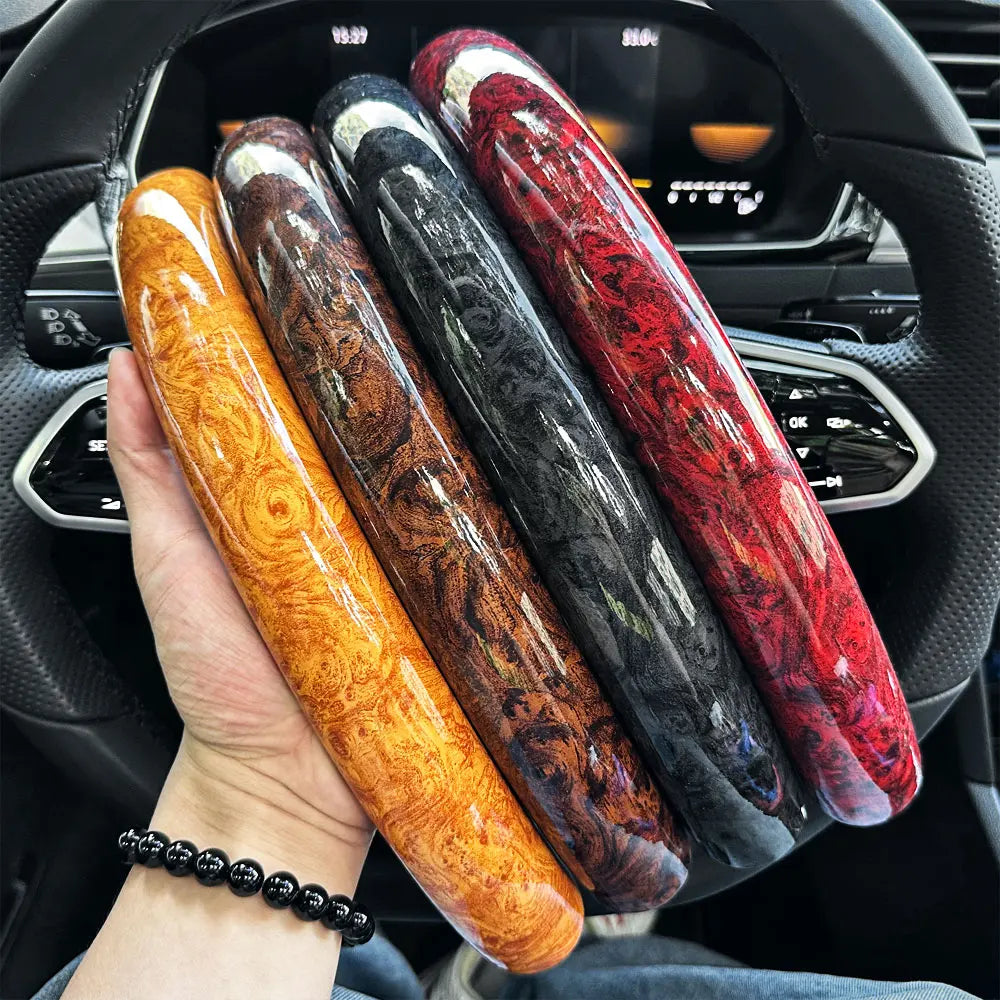 1Pair Laser Carbon Fiber Silicone Car Steering Wheel Cover