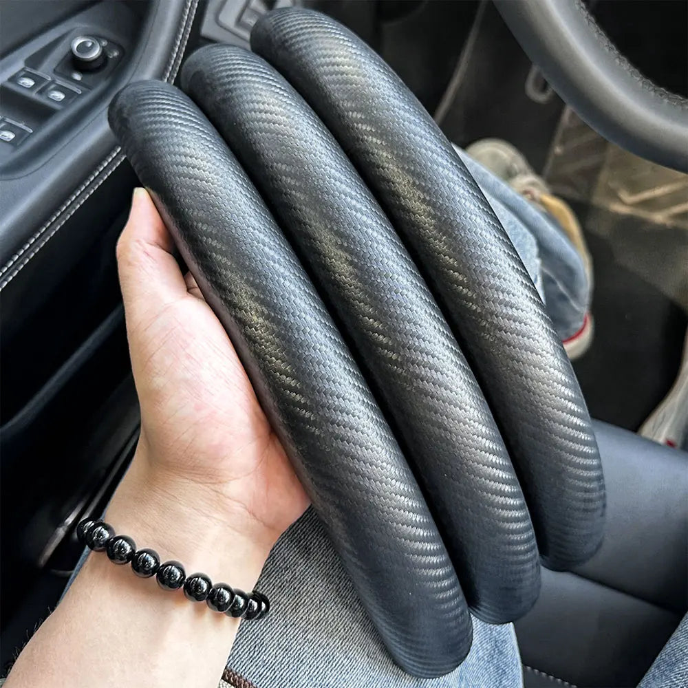 1Pair Laser Carbon Fiber Silicone Car Steering Wheel Cover
