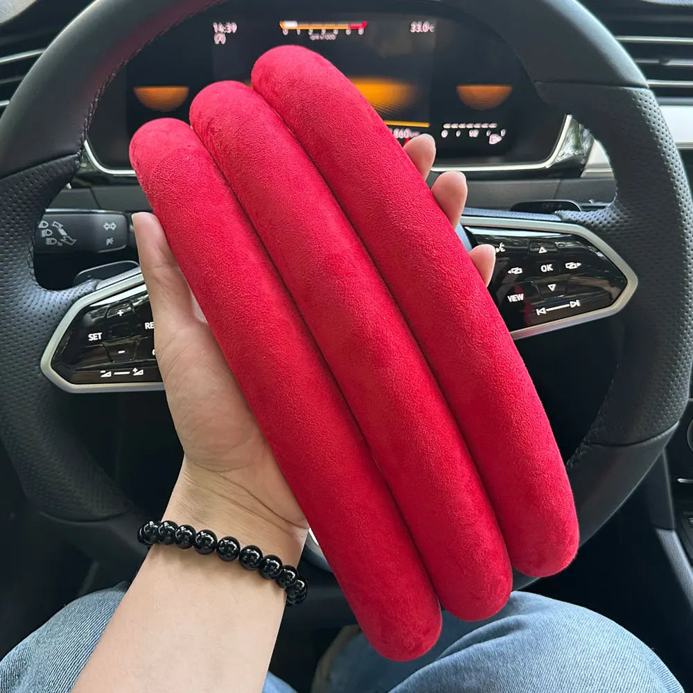 1Pair Laser Carbon Fiber Silicone Car Steering Wheel Cover