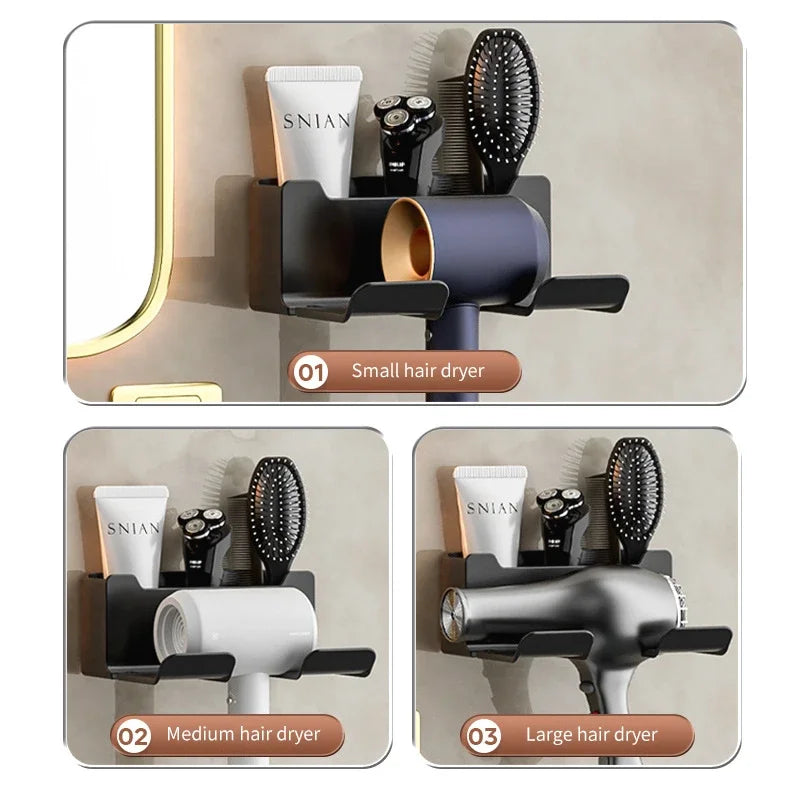 Bathroom wall rack hair dryer holder