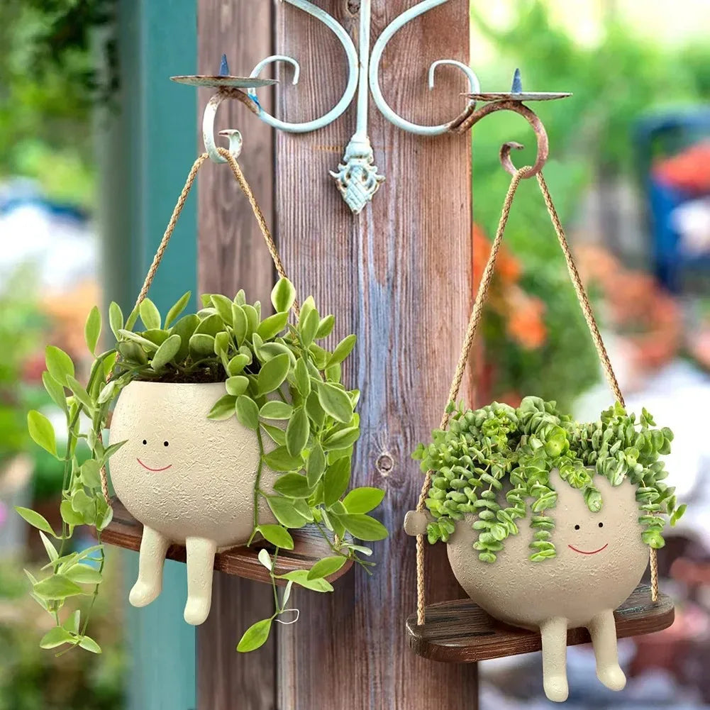 Resin Cartoon Swing Wall Hanging Flowerpot