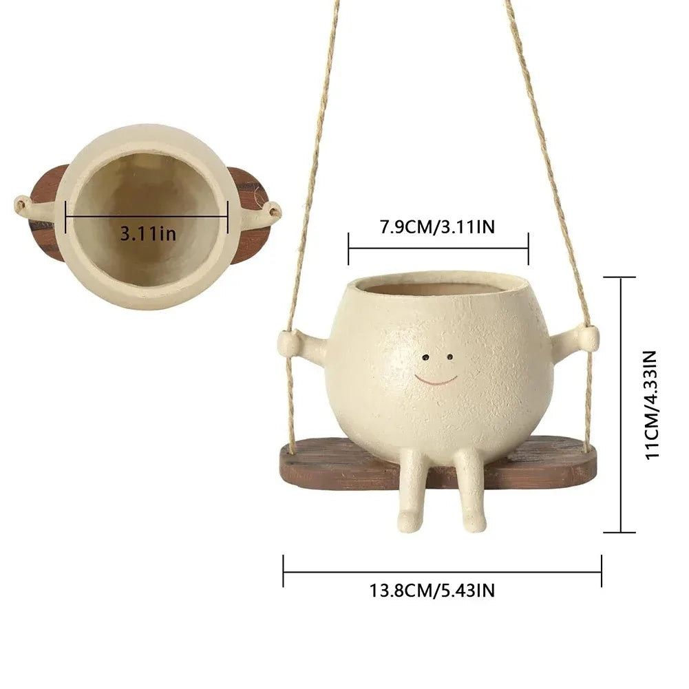 Resin Cartoon Swing Wall Hanging Flowerpot