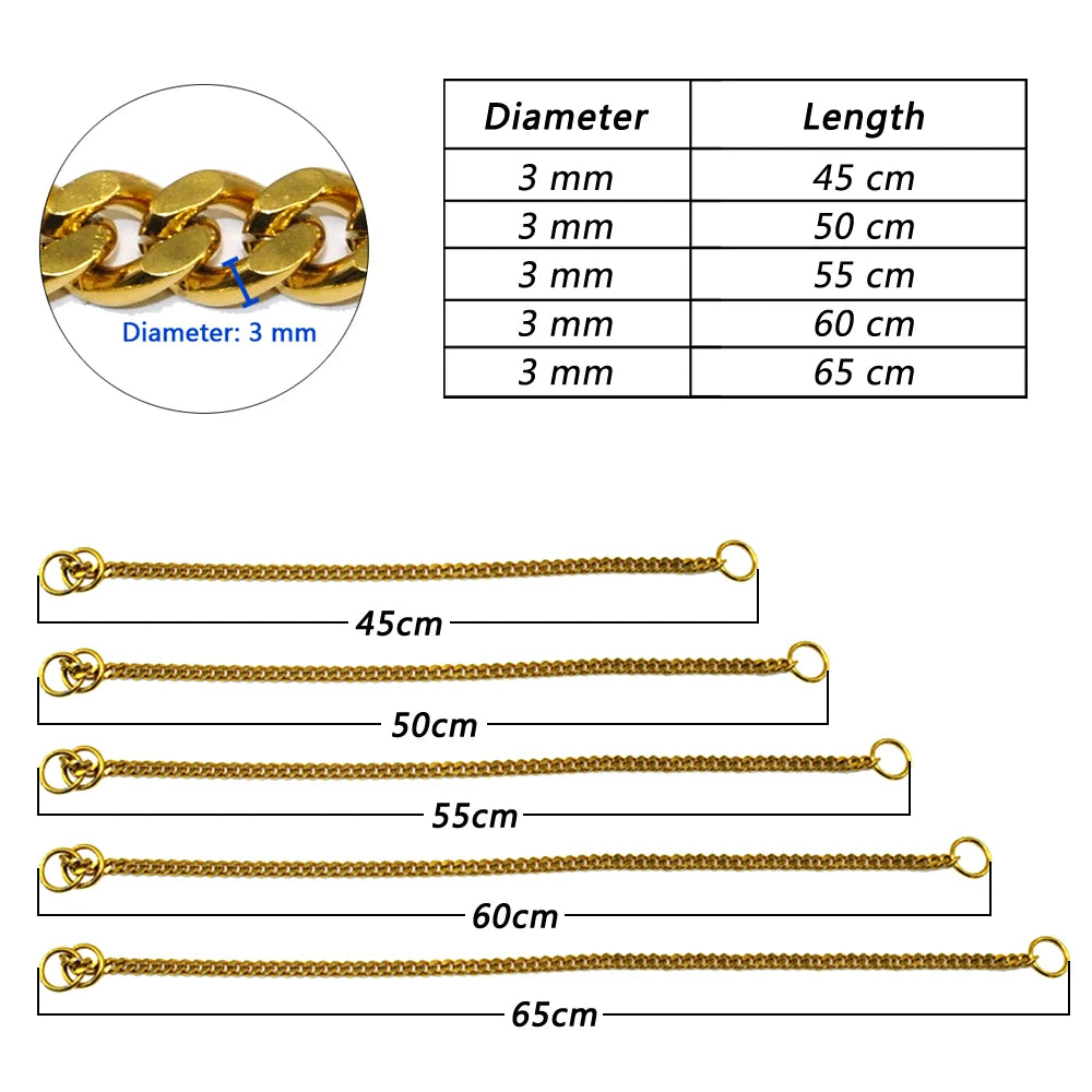 Dog Chain Collar Stainless Steel Dogs Slip Collars