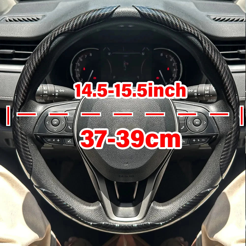 1Pair Laser Carbon Fiber Silicone Car Steering Wheel Cover