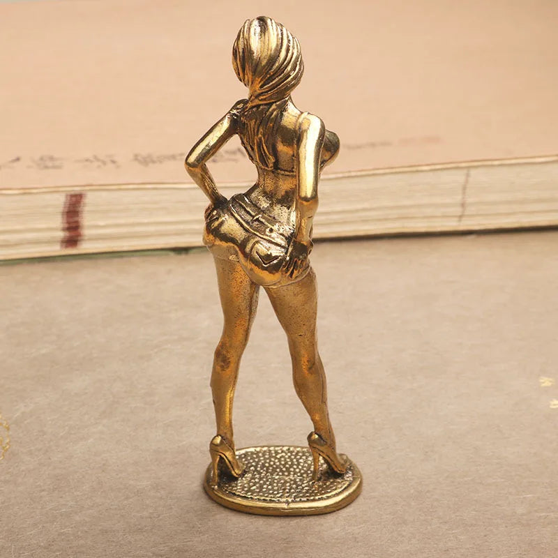 Vintage Brass Bikini Girl Sculpture