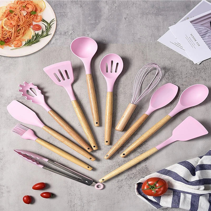 12pcs Heat - Resistant Silicone Kitchen Utensil Set Non - Stick Tools
