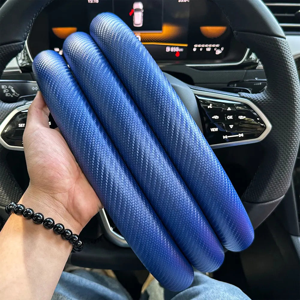 1Pair Laser Carbon Fiber Silicone Car Steering Wheel Cover