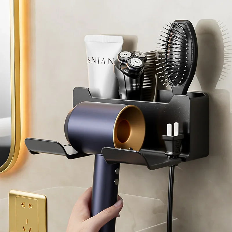Bathroom wall rack hair dryer holder