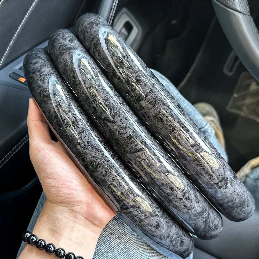 1Pair Laser Carbon Fiber Silicone Car Steering Wheel Cover