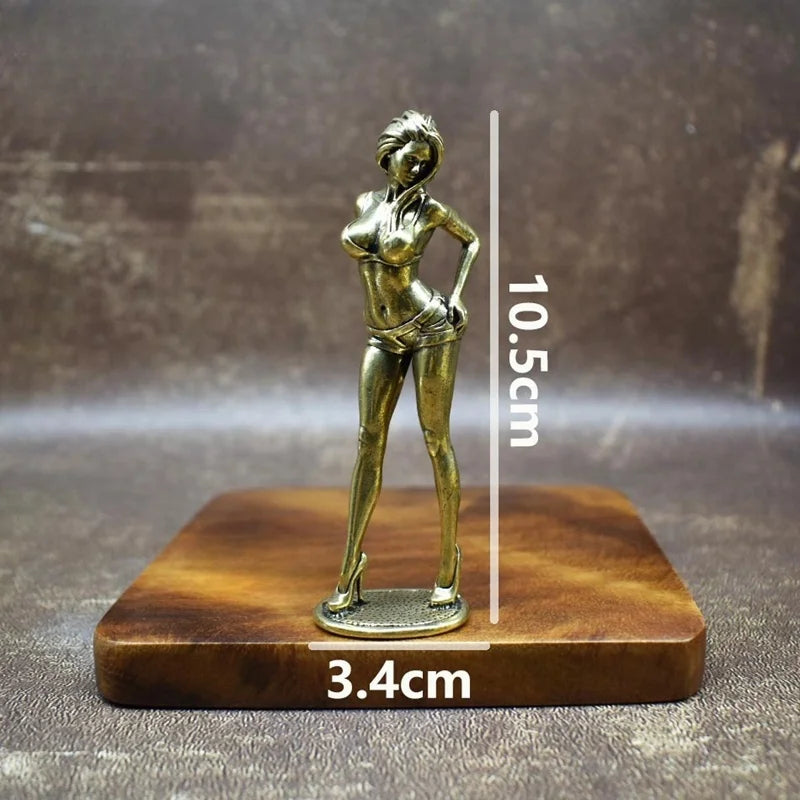 Vintage Brass Bikini Girl Sculpture