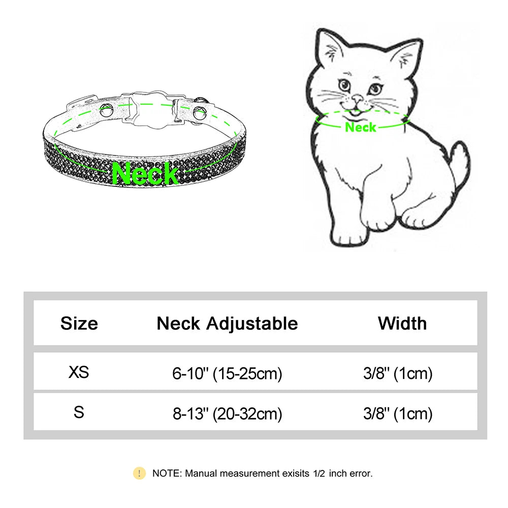 Leather Cat Collar Bling Rhinestone Cats Collars