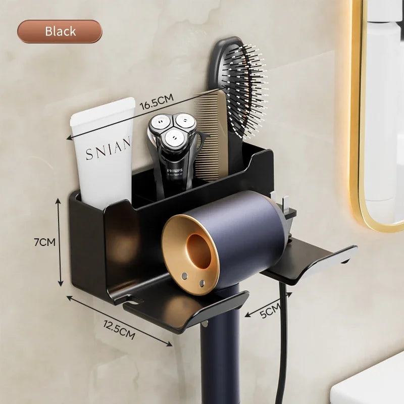 Bathroom wall rack hair dryer holder