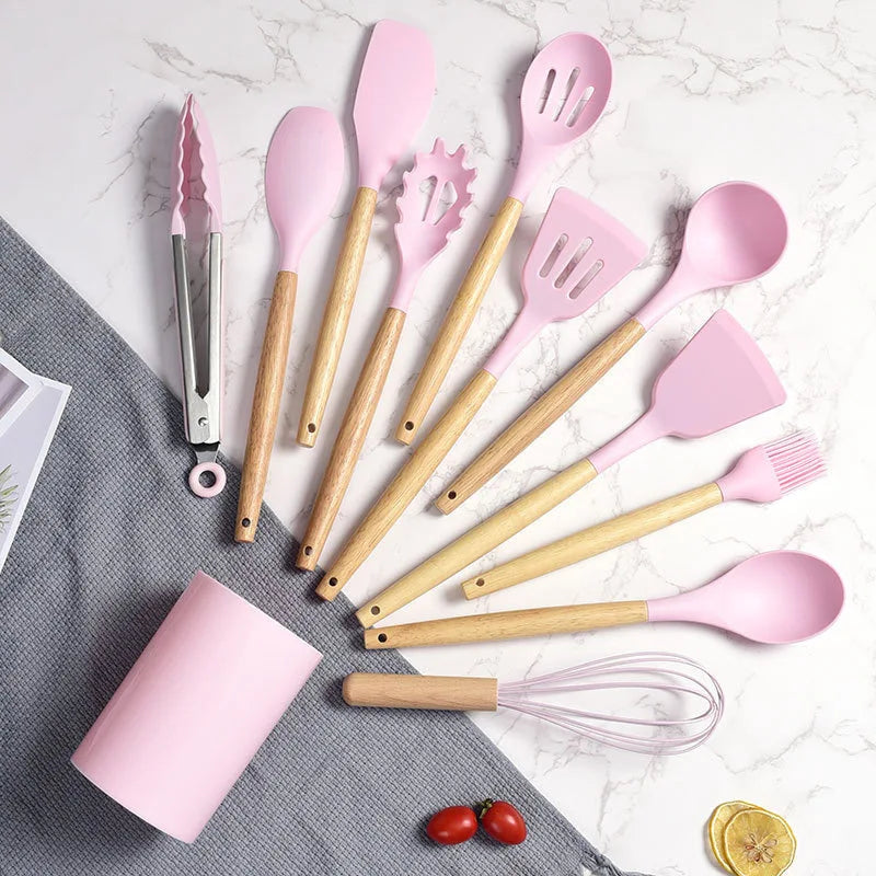 12pcs Heat - Resistant Silicone Kitchen Utensil Set Non - Stick Tools