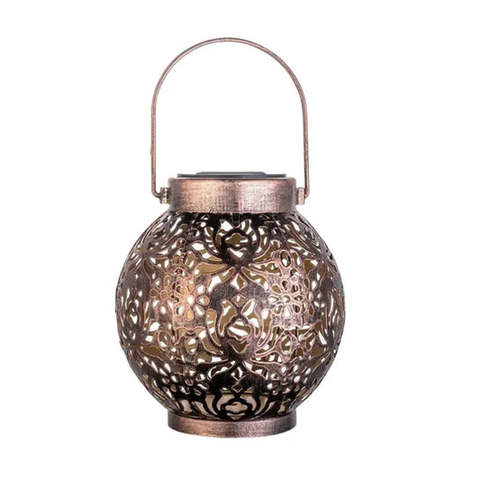 LED Solar Lantern Light Hollow Wrought Iron Projection