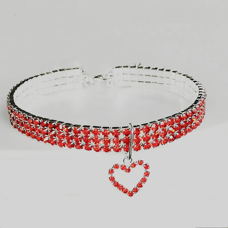 New Cat Dog Collar Three Row Elastic Rhinestone Pet Collars