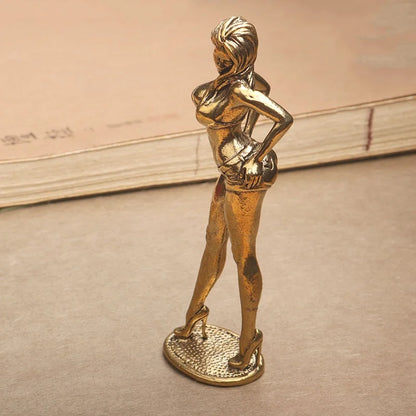 Vintage Brass Bikini Girl Sculpture