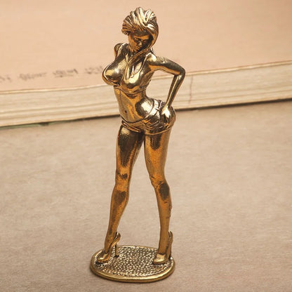 Vintage Brass Bikini Girl Sculpture