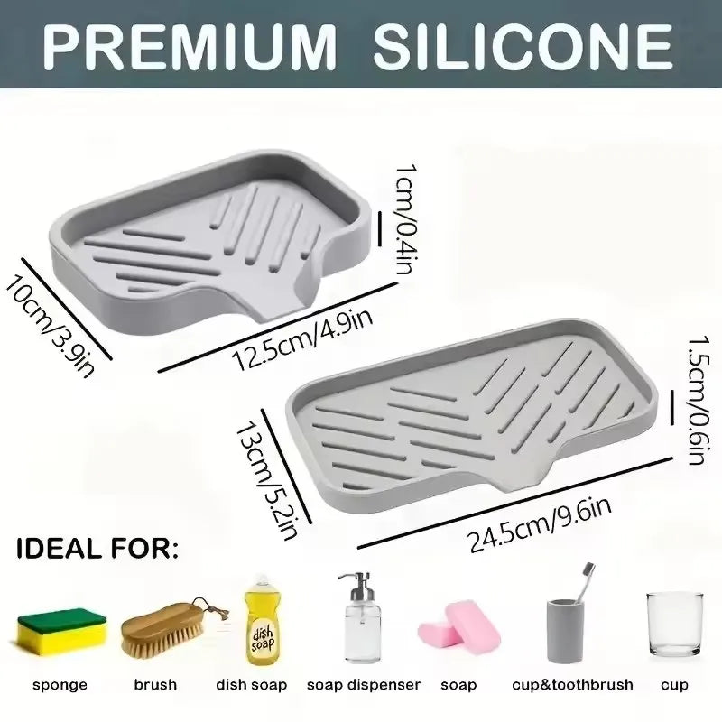 Silicone Faucet Mat Kitchen Sink Tray Soap Dispenser