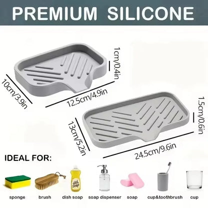 Silicone Faucet Mat Kitchen Sink Tray Soap Dispenser