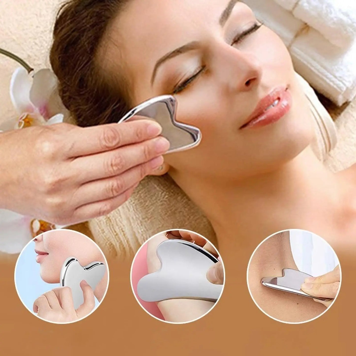 1PC Stainless Steel Gua Sha Facial Tools