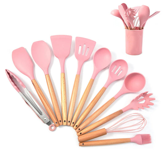 12pcs Heat - Resistant Silicone Kitchen Utensil Set Non - Stick Tools