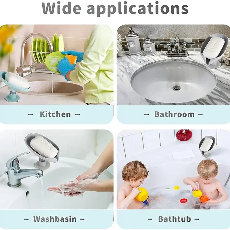 2pcs Drain Soap Holder Leaf Shape Soap Box