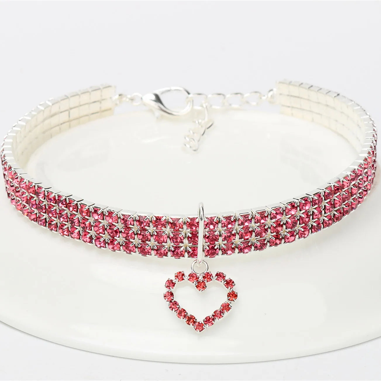 New Cat Dog Collar Three Row Elastic Rhinestone Pet Collars