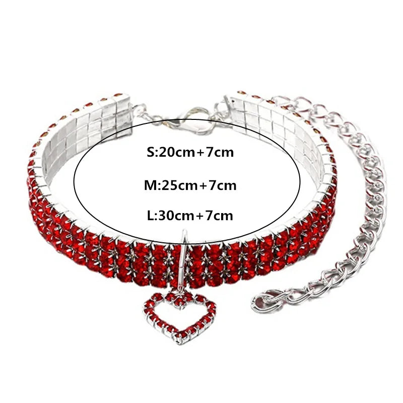 New Cat Dog Collar Three Row Elastic Rhinestone Pet Collars