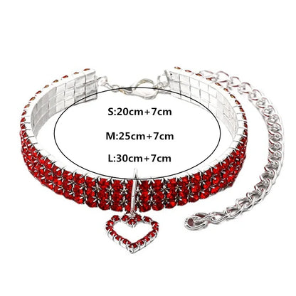 New Cat Dog Collar Three Row Elastic Rhinestone Pet Collars