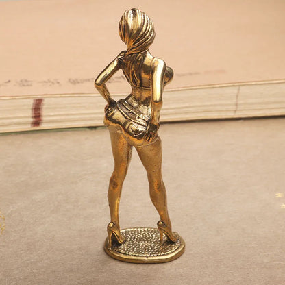 Vintage Brass Bikini Girl Sculpture