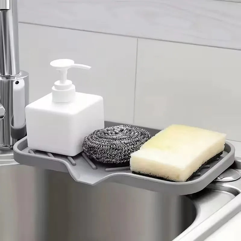 Silicone Faucet Mat Kitchen Sink Tray Soap Dispenser