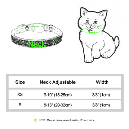 Leather Cat Collar Bling Rhinestone Cats Collars