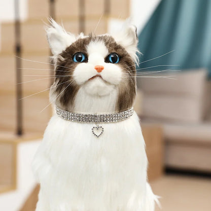 New Cat Dog Collar Three Row Elastic Rhinestone Pet Collars