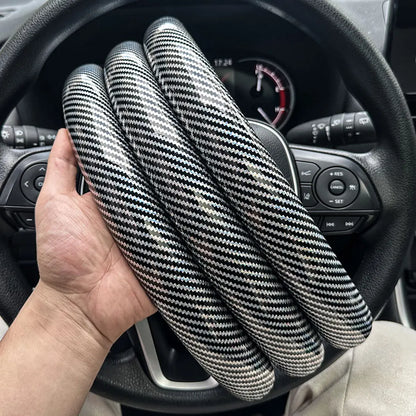 1Pair  Laser Carbon Fiber Silicone Car Steering Wheel Cover